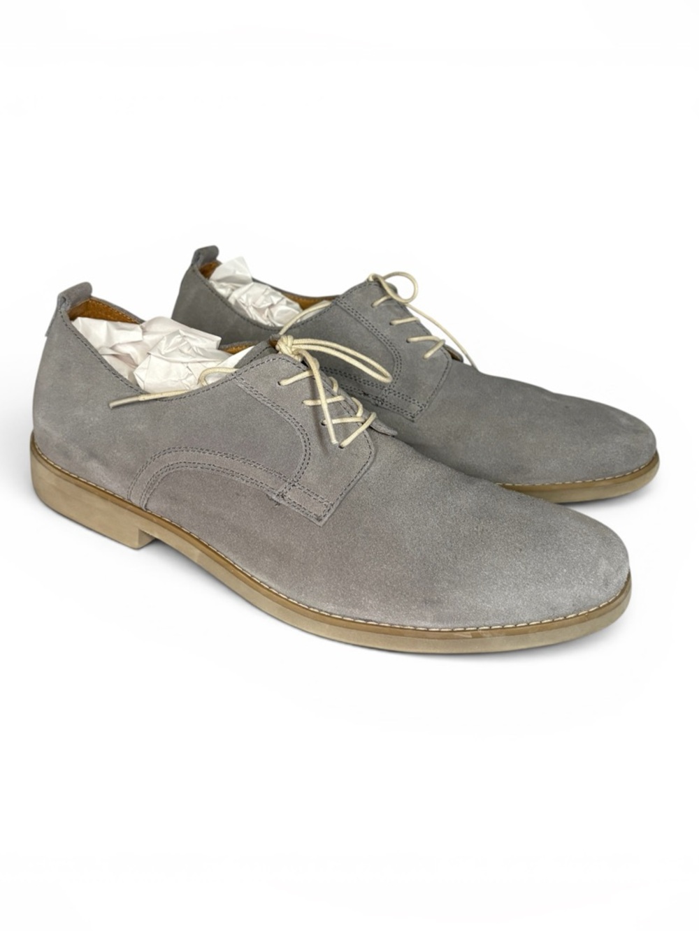 Johnston & Murphy Mens 11M Gray Suede Derby Shoes Casual Lace Up comfort